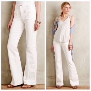 Flare mid-high rise bell bottom white denim jeans